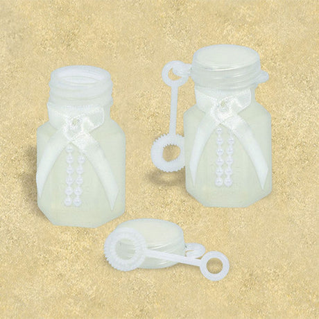 24 Pack Wedding Bubble Favor Tubes - White and Clear