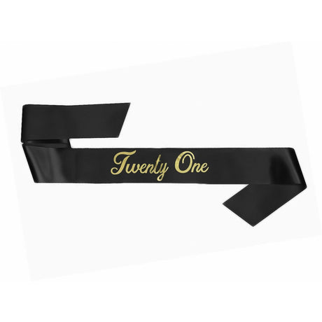 Sash 21st Birthday Black