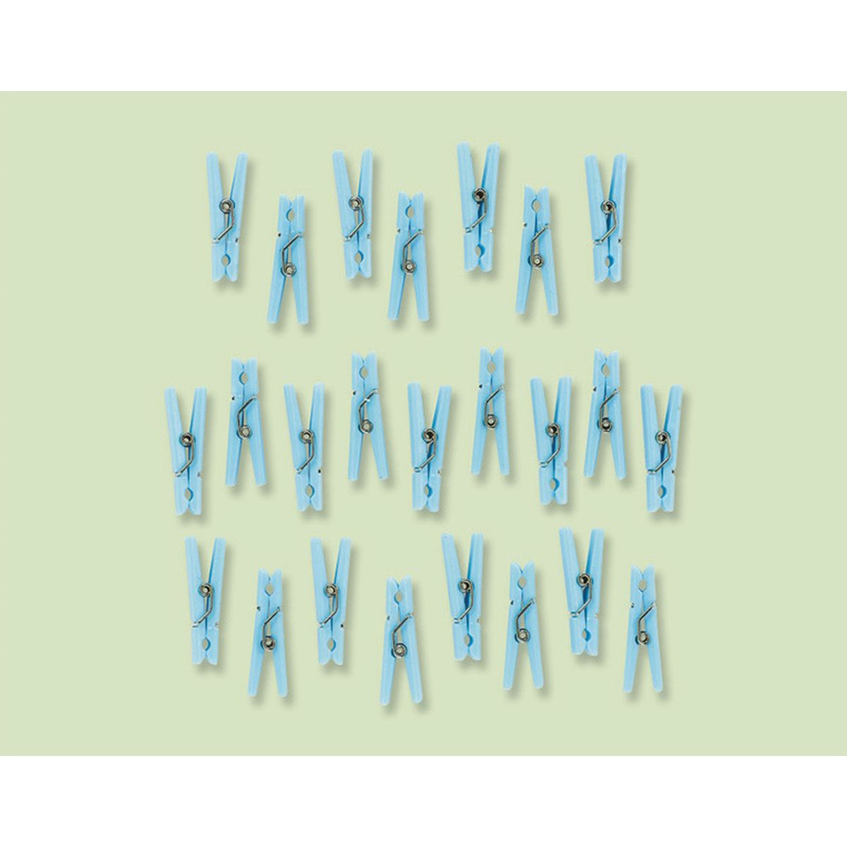 24 Pack Mini Plastic Clothespin Favour Clips - Blue