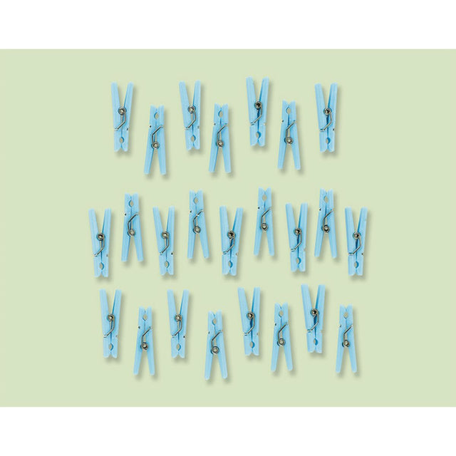 24 Pack Mini Plastic Clothespin Favour Clips - Blue