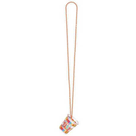 Fiesta Bead Chain Necklace with Plastic Shot Glass - Multicoloured