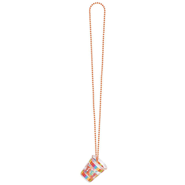 Fiesta Bead Chain Necklace with Plastic Shot Glass - Multicoloured