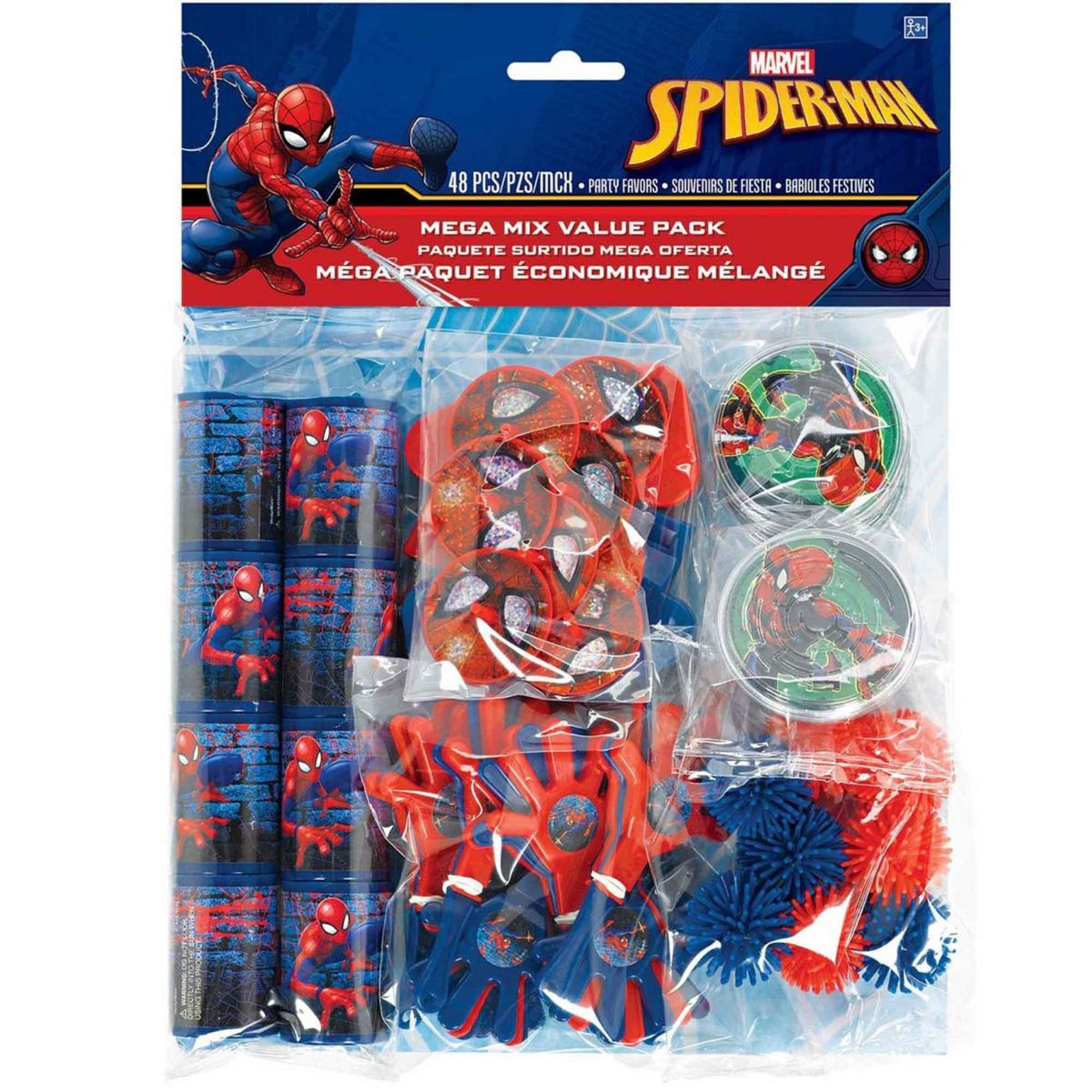 48 Pack Spider-Man Webbed Wonder Mega Mix Party Favors