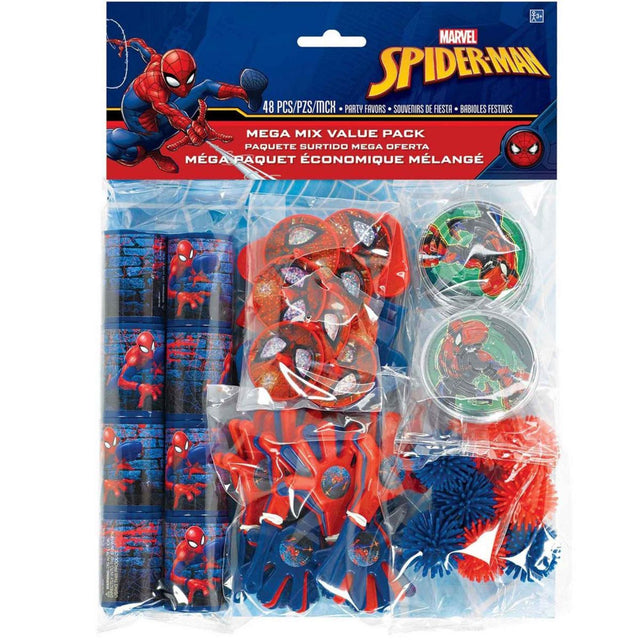 48 Pack Spider-Man Webbed Wonder Mega Mix Party Favors