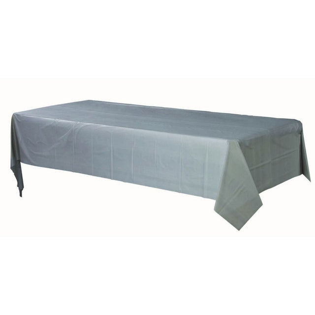 Rectangular Plastic Tablecover 137cm x 274cm - Silver