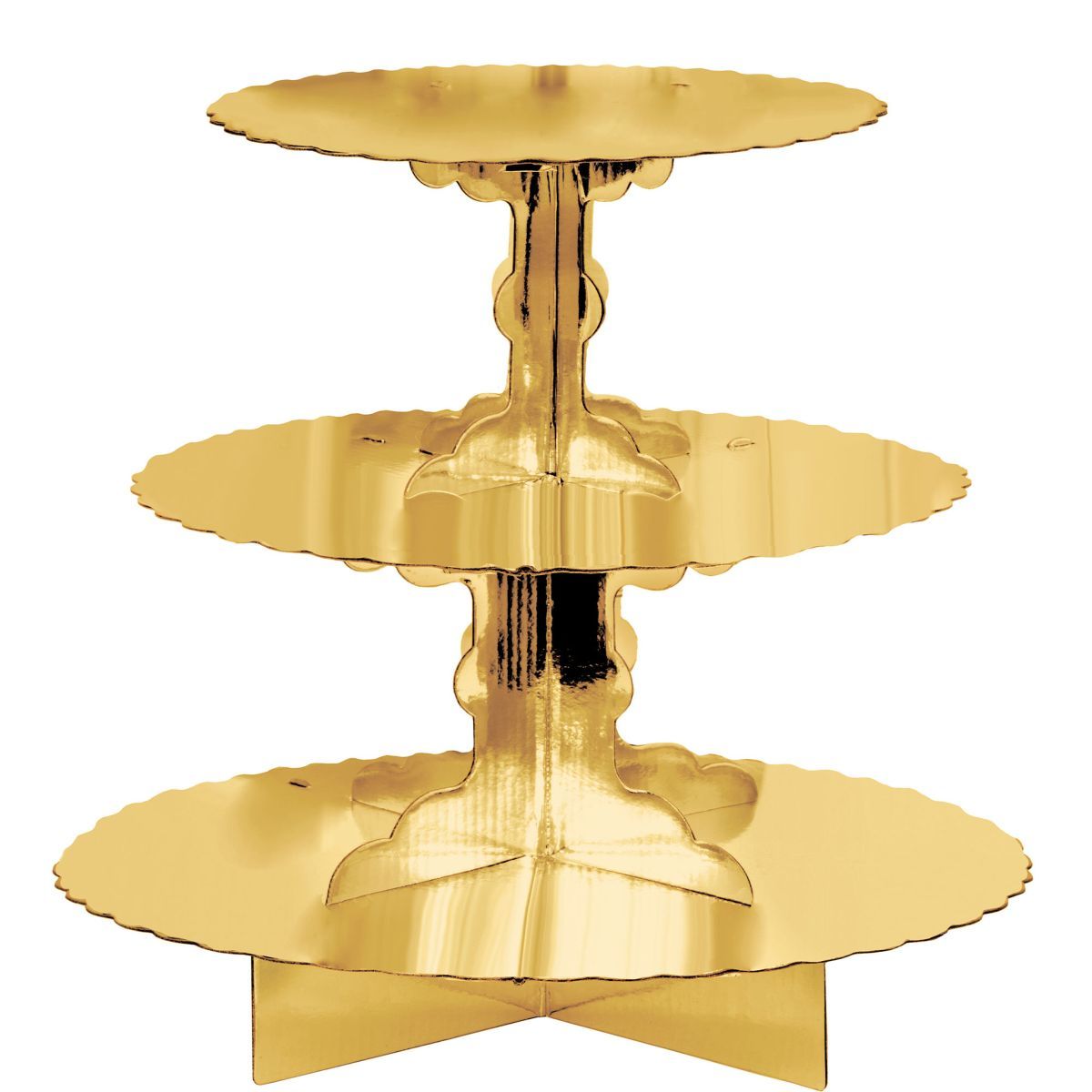 3 Tier Cardboard Cupcake Treat Stand - Gold