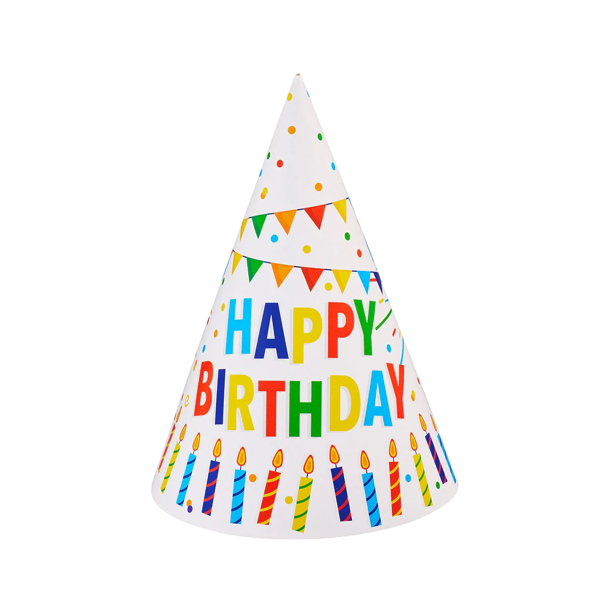 Happy Birthday Paper Party Hats - Pk 8
