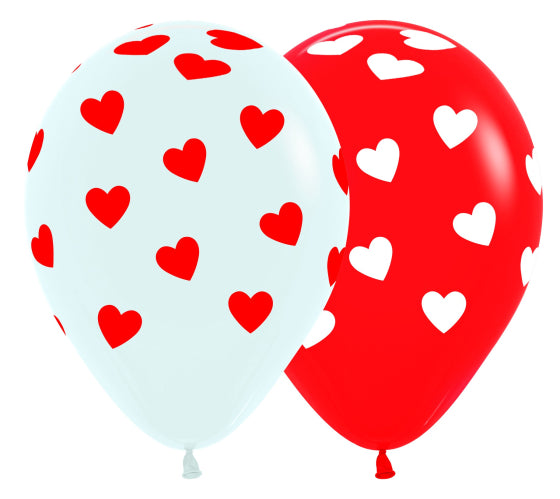 Heart Print Balloons 30cm - 12 Pack
