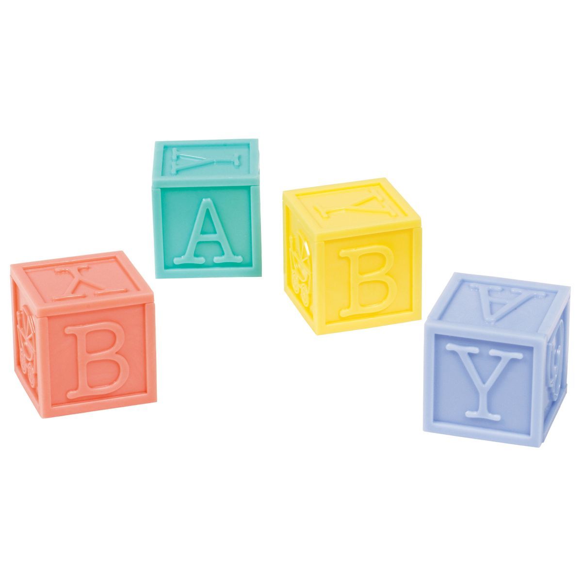 4 Pack Baby Shower Letter Blocks 3cm - Multicoloured