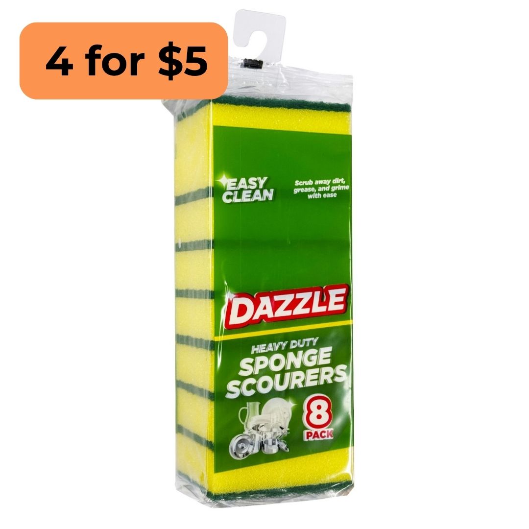 Dazzle Heavy Duty Sponge Scourers - 8 Pack