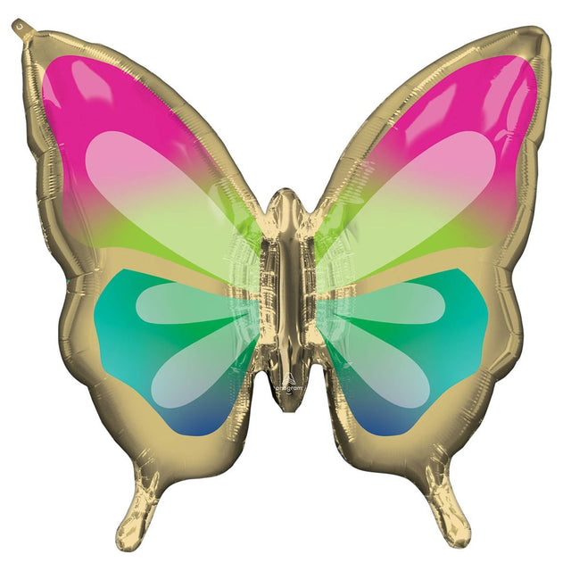 Tropical Butterfly SuperShape Foil Balloon 73cm x 71cm - Multicoloured