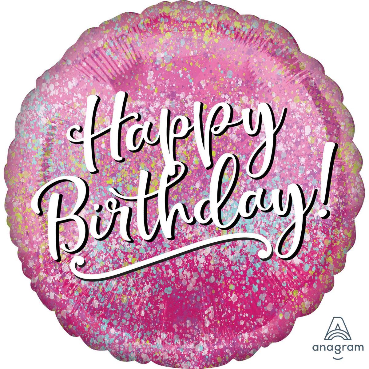 45cm Happy Birthday Foil Balloon - Hot Pink Cheetah Print