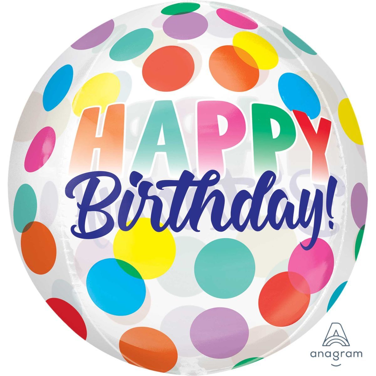 Orbz XL Happy Birthday Big Dots Foil Balloon 40cm - Multicoloured
