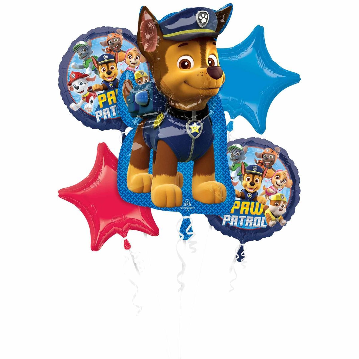 5 Piece Paw Patrol Helium Foil Balloon Bouquet - Multicoloured