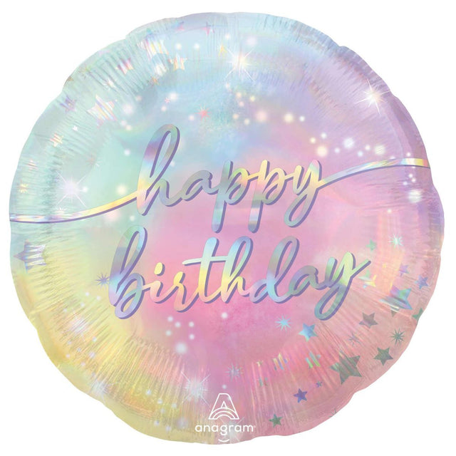 Jumbo 71cm Holographic Happy Birthday Foil Balloon - Multicoloured