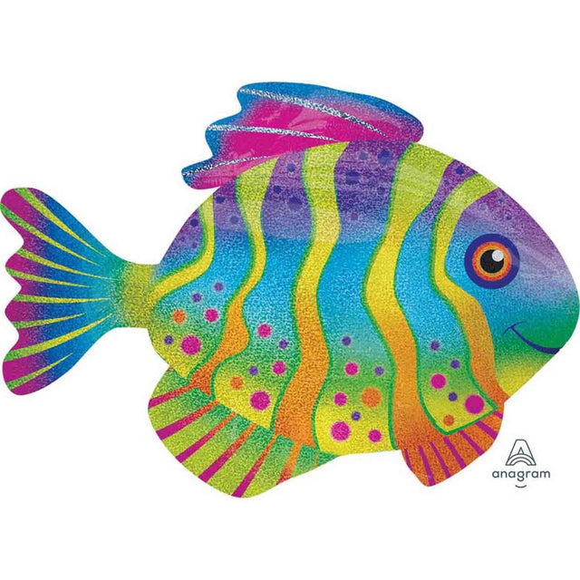 Holographic SuperShape Colourful Fish Foil Balloon 78cm x 66cm