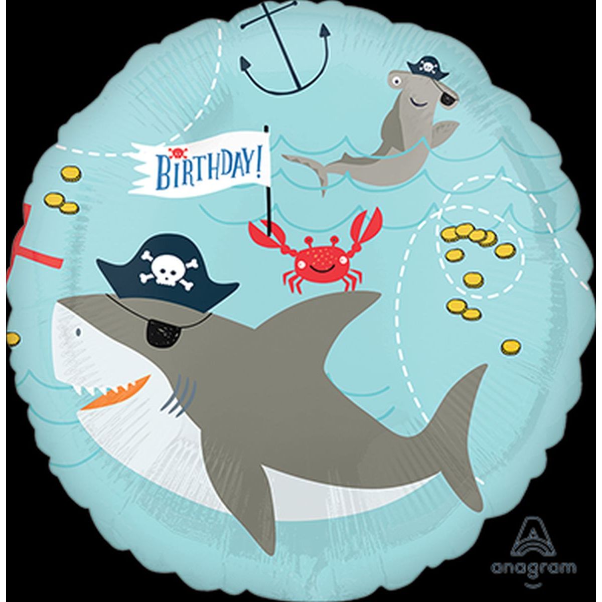 45cm Foil Helium Balloon - Happy Shark Sailor