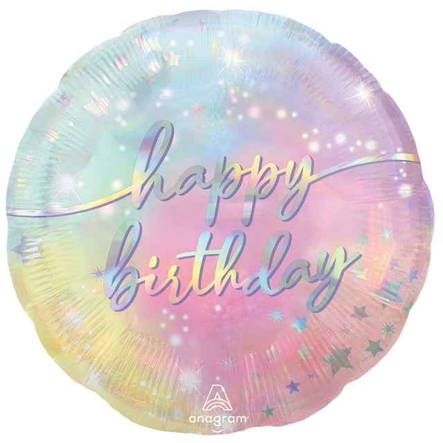 45cm Luminous Happy Birthday Foil Balloon - Multicoloured