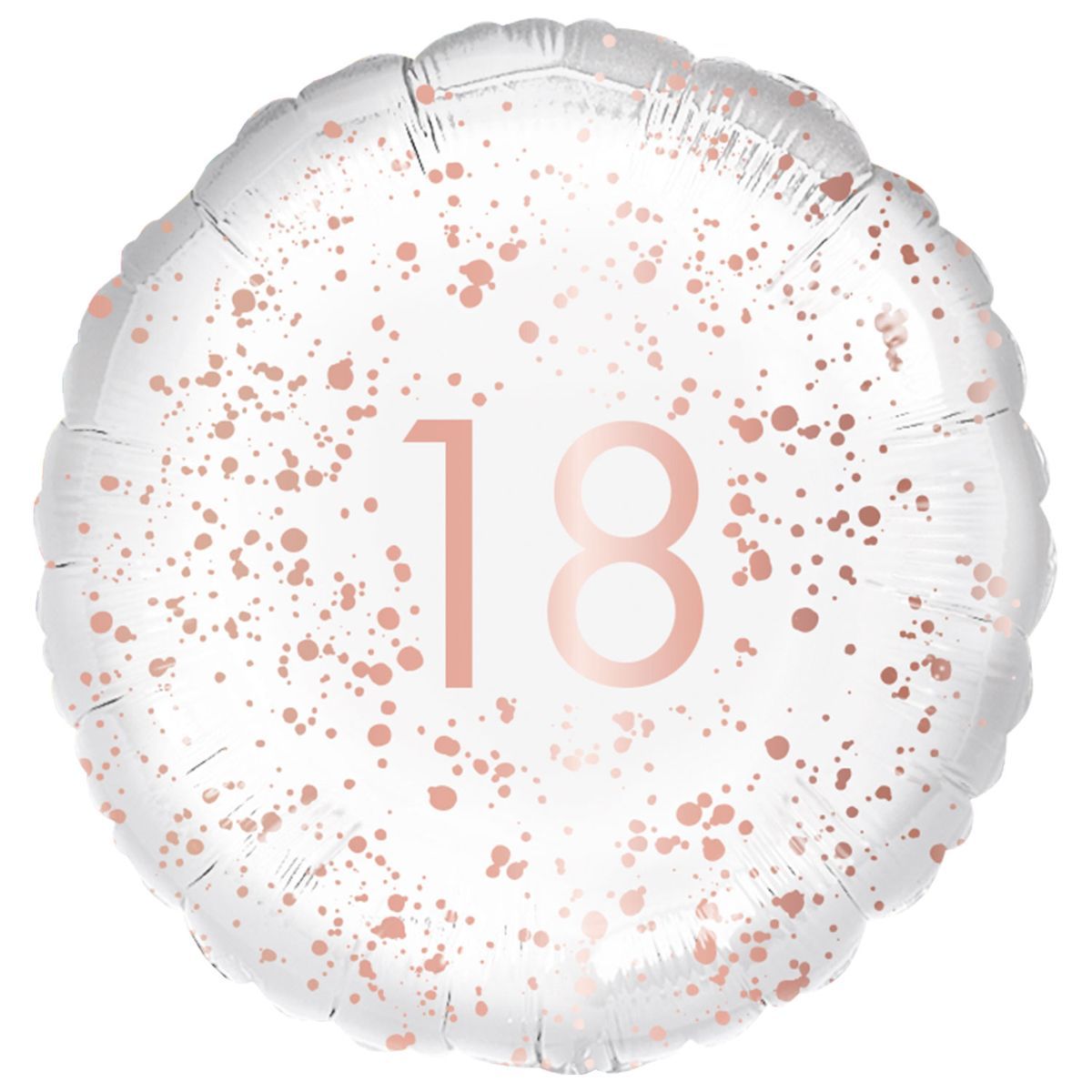 45cm Rose Gold and White Foil '18' Birthday Balloon