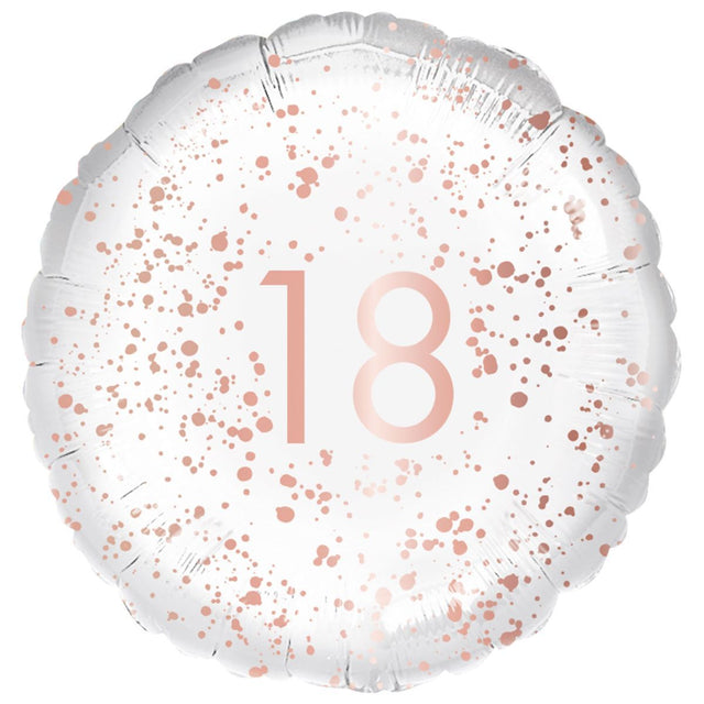 45cm Rose Gold and White Foil '18' Birthday Balloon