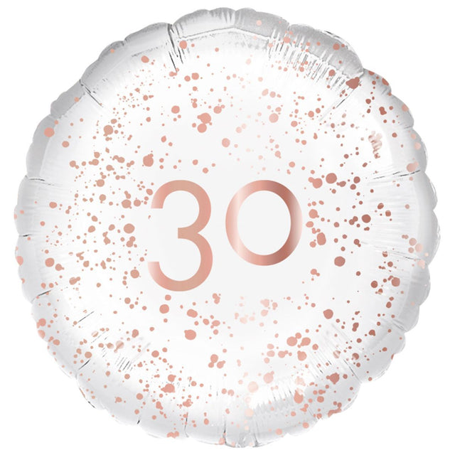 45cm Rose Gold Number 30 Foil Balloon