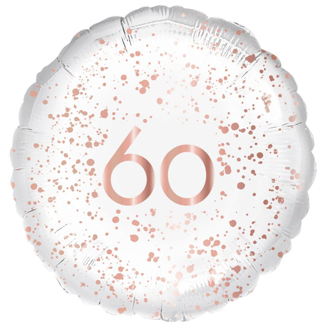 45cm Rose Gold Number 60 Foil Balloon