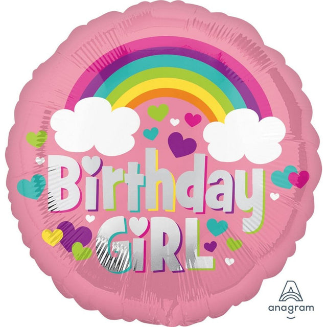 45cm Birthday Girl Rainbow Foil Balloon
