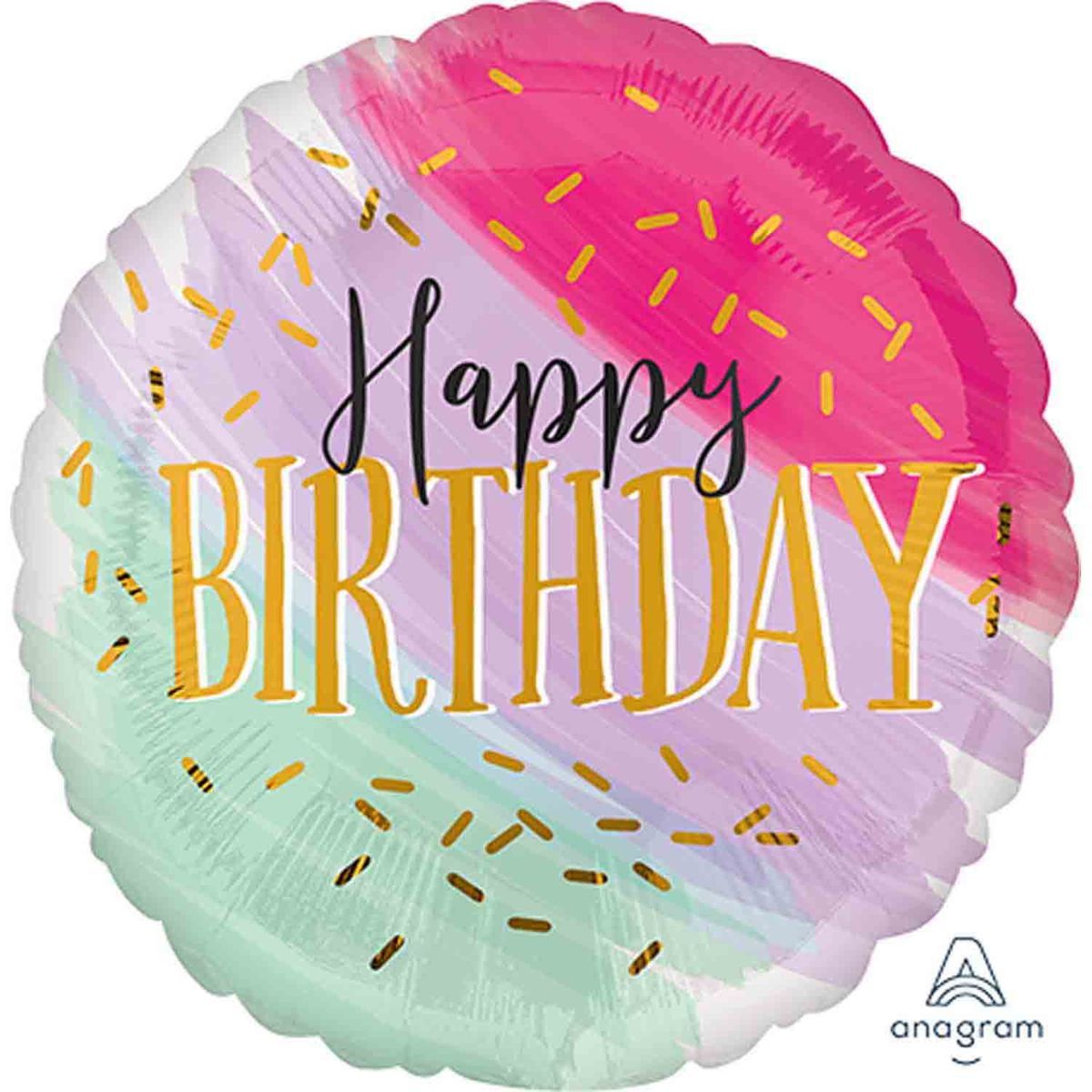 Jumbo Round Foil Happy Birthday Balloon 71cm - Multicoloured