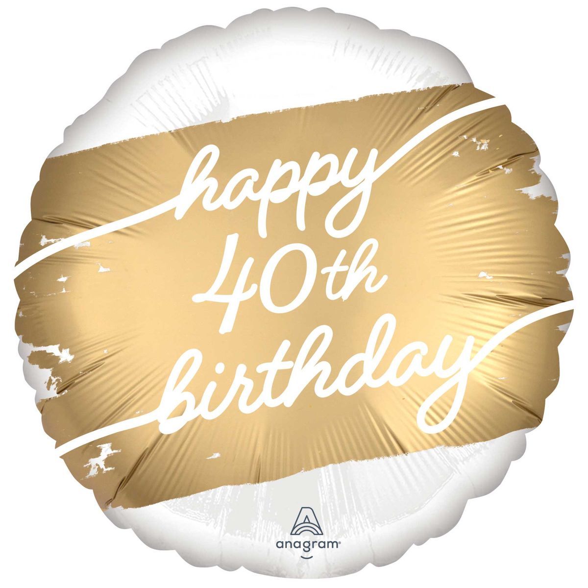 45cm Happy 40th Birthday Foil Balloon - Gold and White