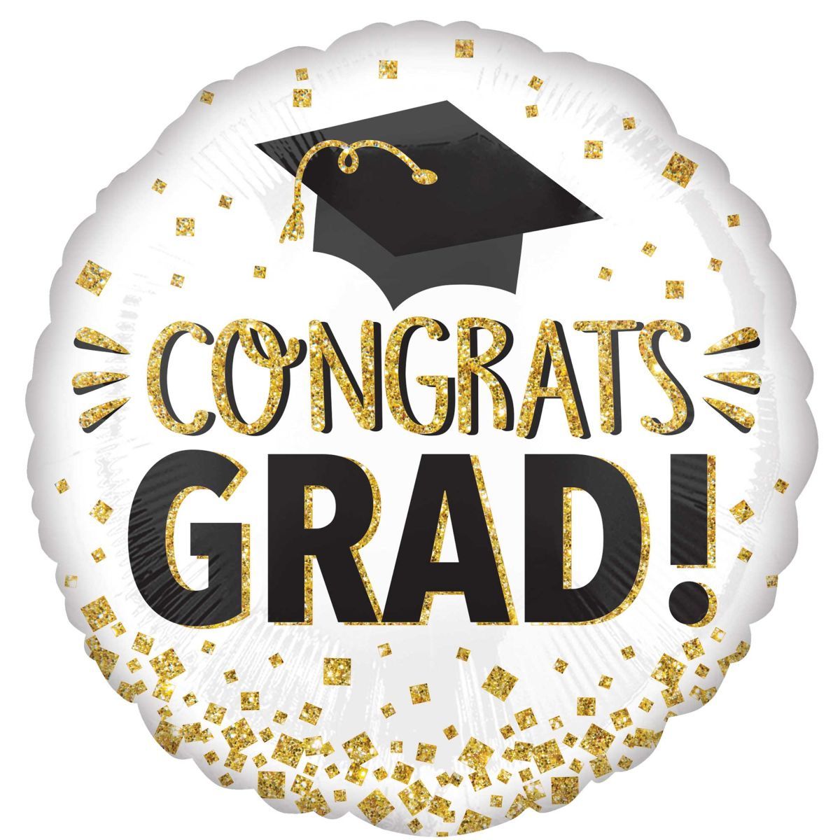 45cm Congrats Grad Foil Balloon - Gold Glitter