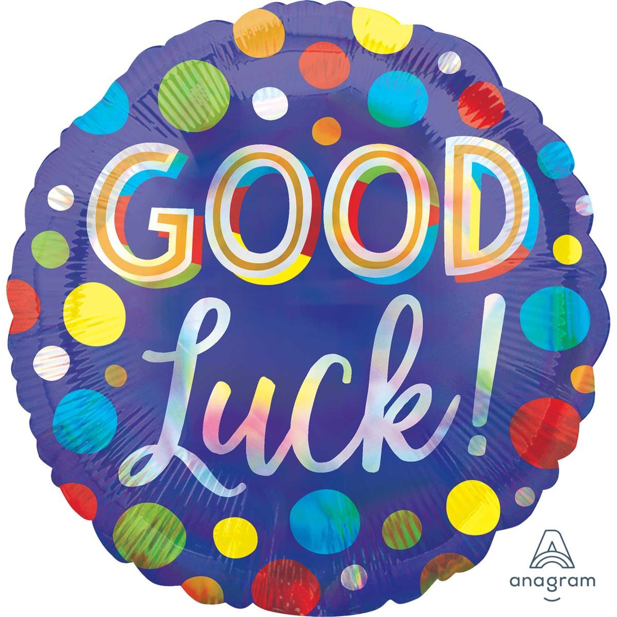 45cm Good Luck Foil Balloon - Holographic Dots