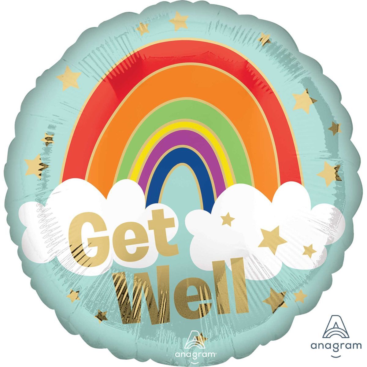 45cm Get Well Foil Balloon - Multicoloured Rainbow