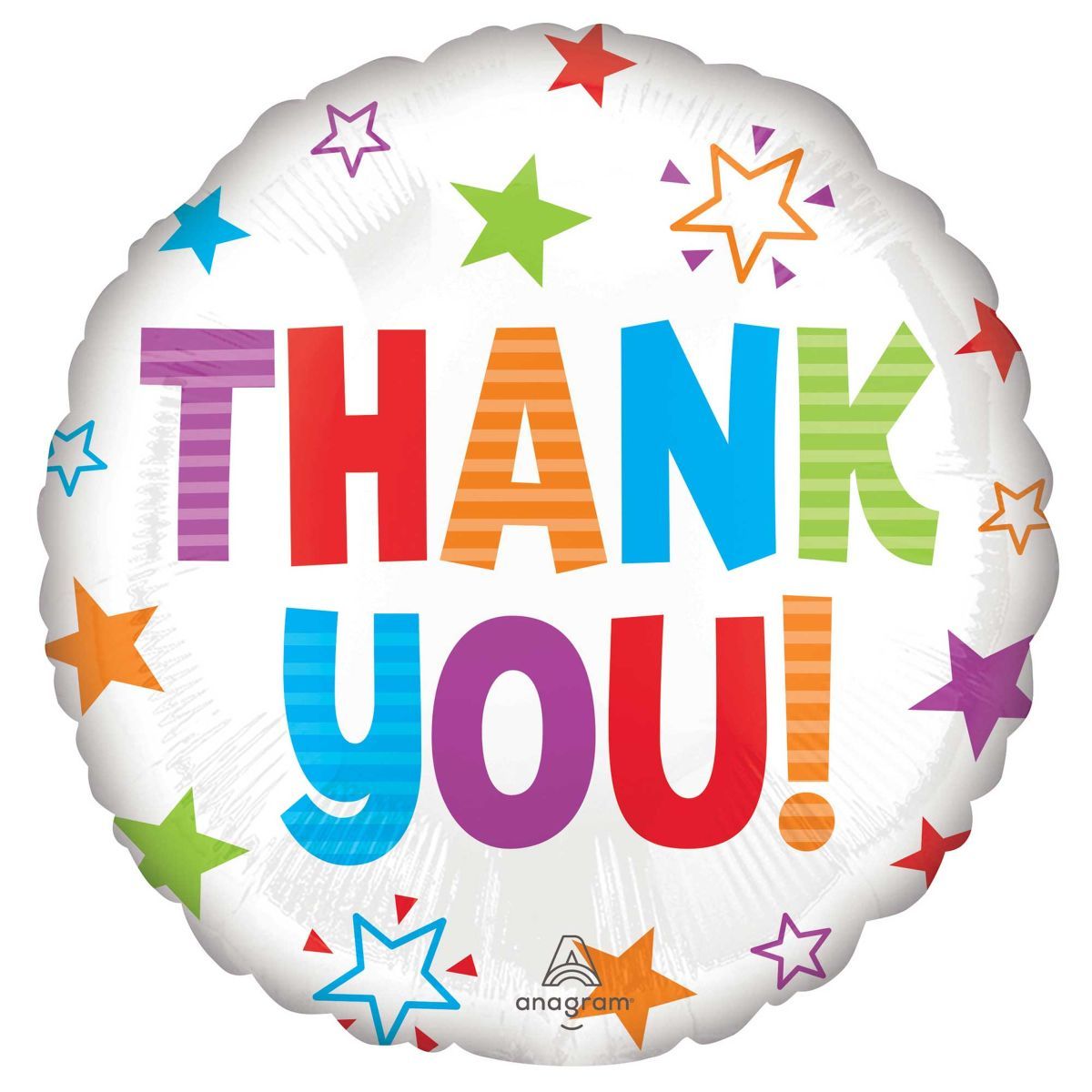 45cm Thank You Foil Balloon - Multicoloured Stars