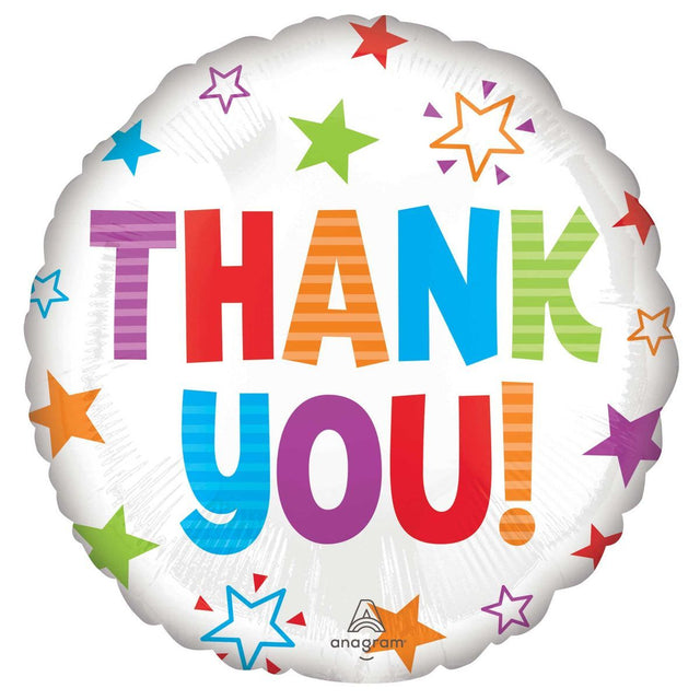 45cm Thank You Foil Balloon - Multicoloured Stars