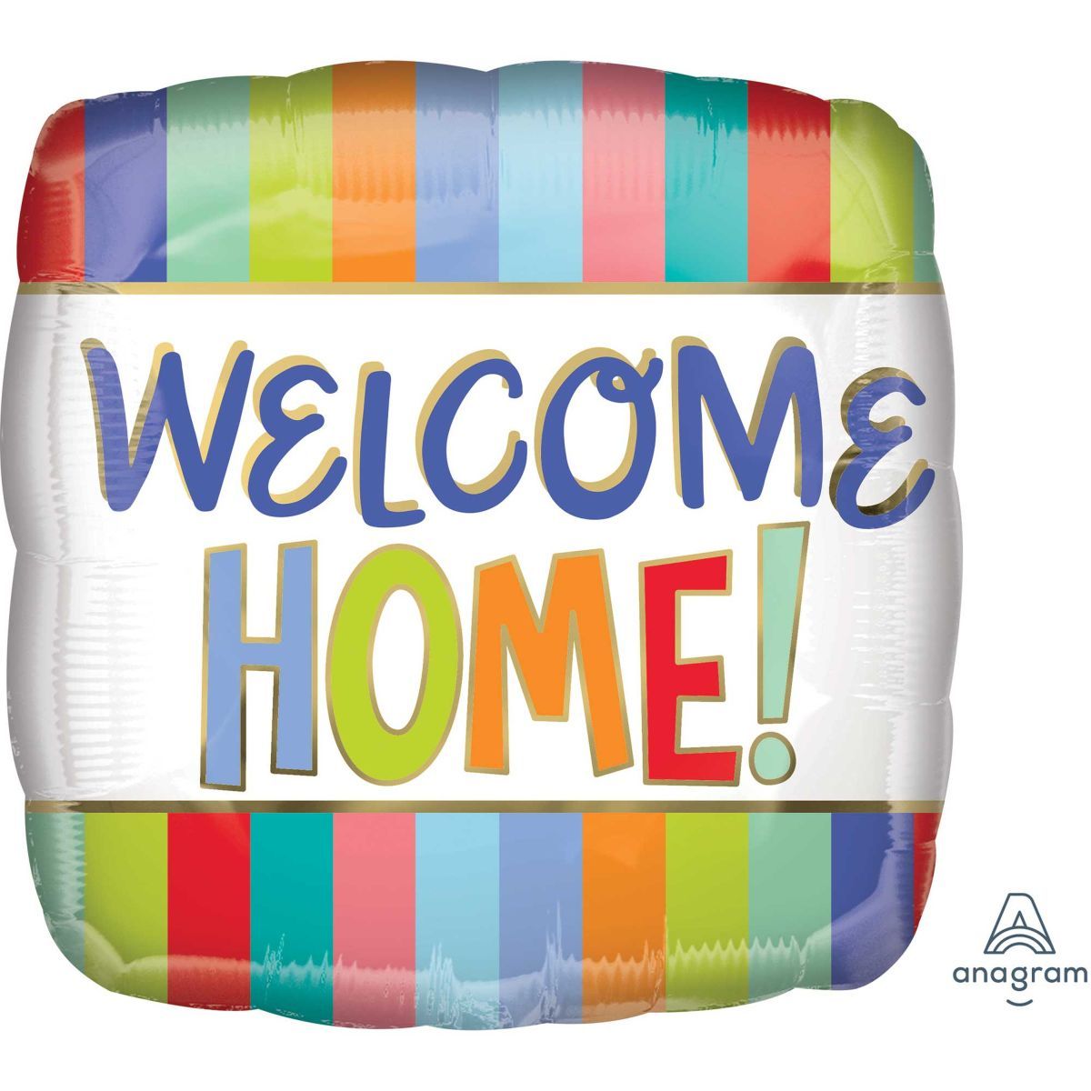 45cm Welcome Home Foil Balloon - Multicoloured Stripes