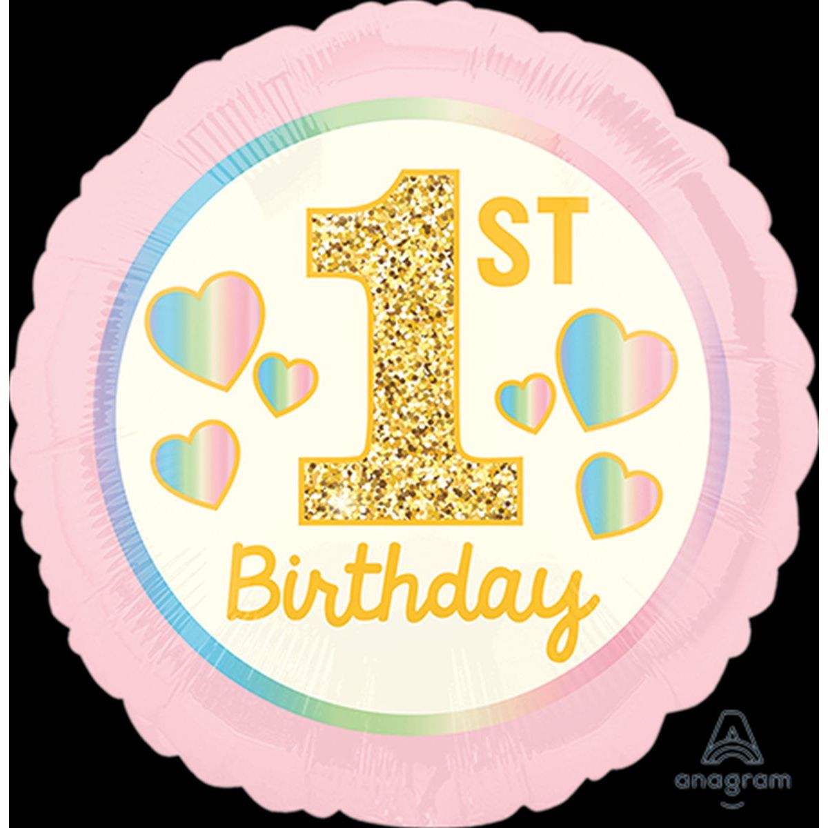 45cm Pink and Gold 1st Birthday Foil Balloon