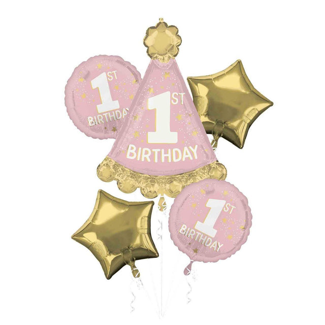 5 Piece Little Miss One-derful 1st Birthday Helium Foil Balloon Bouquet