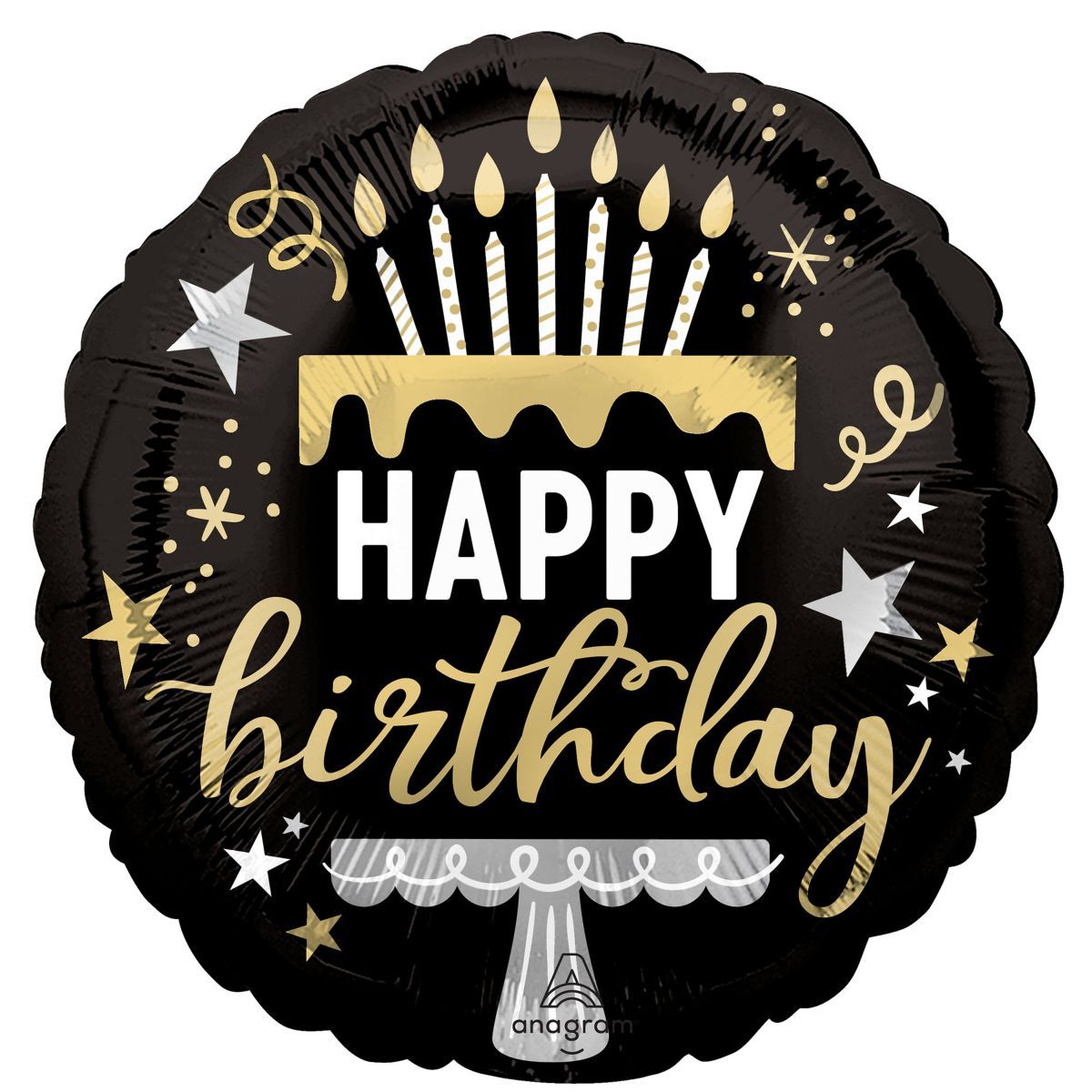 45cm Happy Birthday Foil Balloon - Black