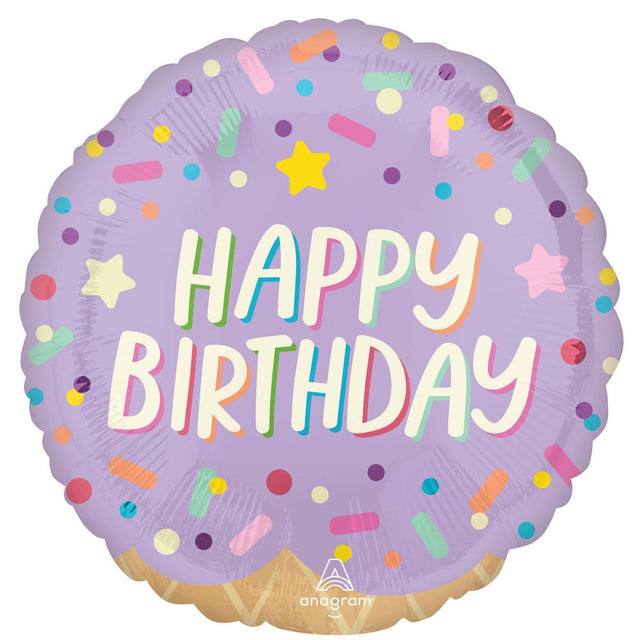 45cm Ice Cream Happy Birthday Foil Balloon - Multicoloured