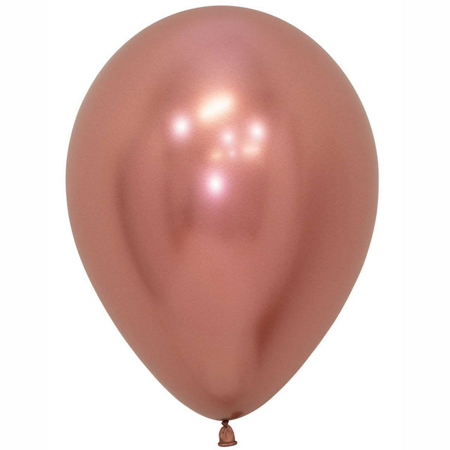50 Pack 30cm Metallic Reflex Latex Balloons - Rose Gold