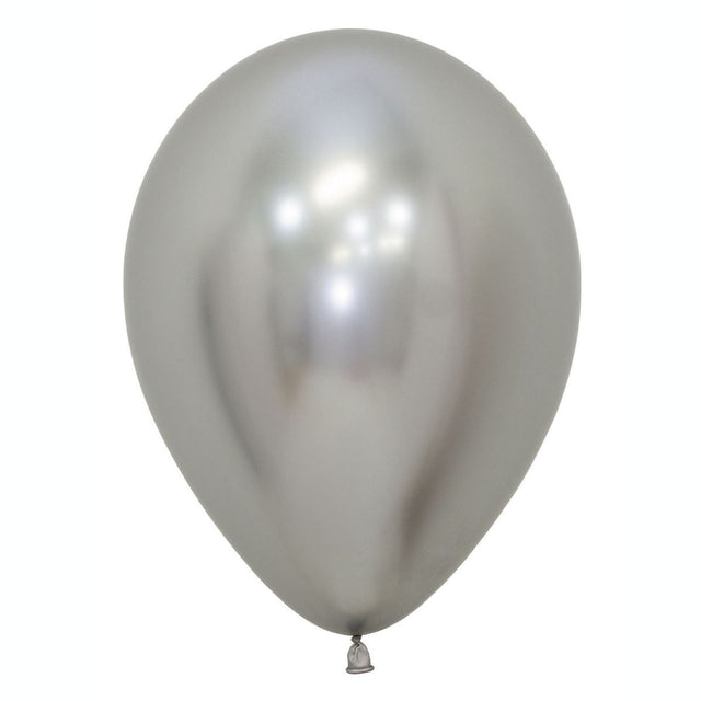 50 Pack Metallic Reflex Silver Latex Balloons 30cm