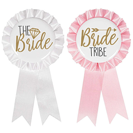 8 Pack Bachelorette Party Award Ribbons - Bride and Bride Tribe