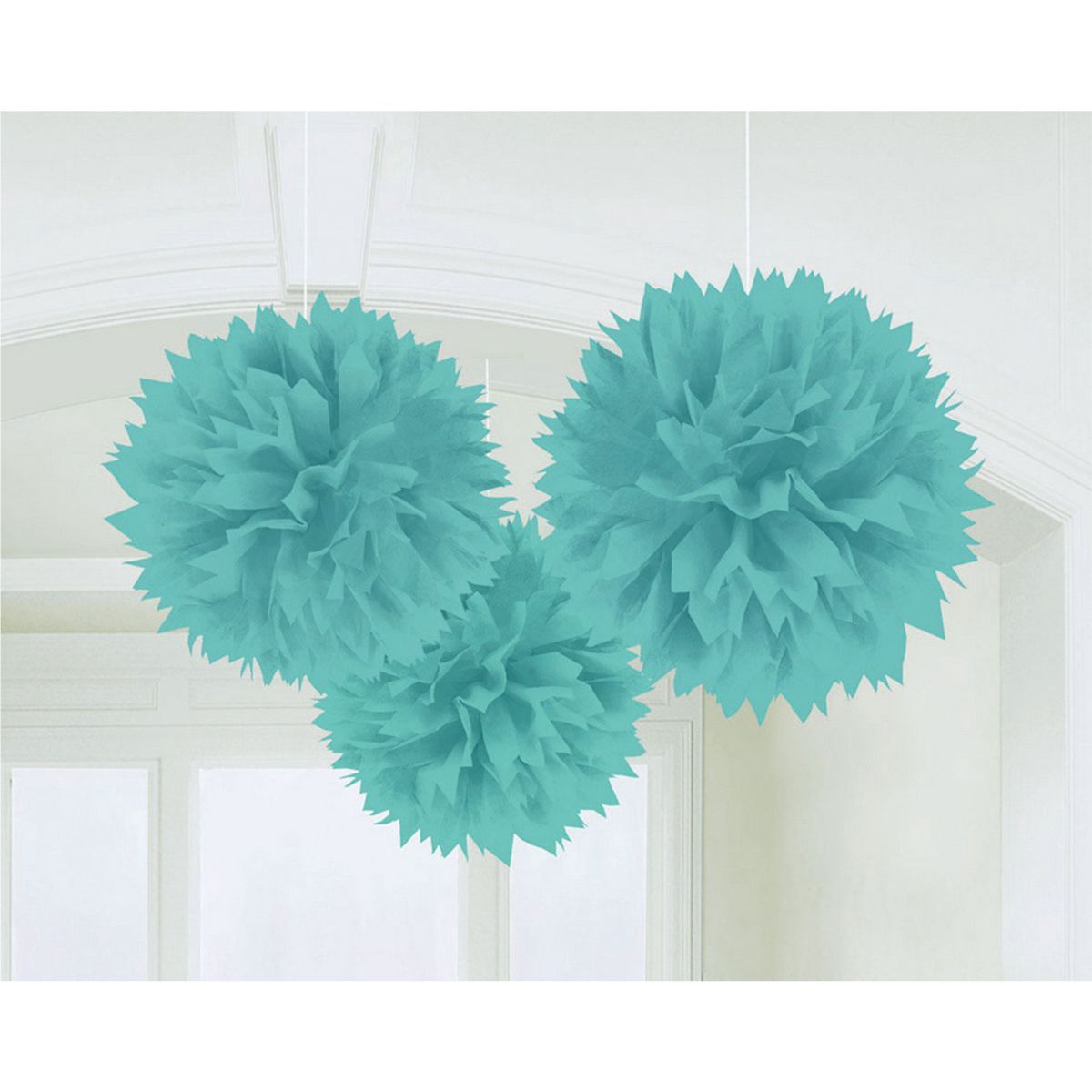 3 Pack Fluffy Tissue Decorations - Robin's Egg Blue