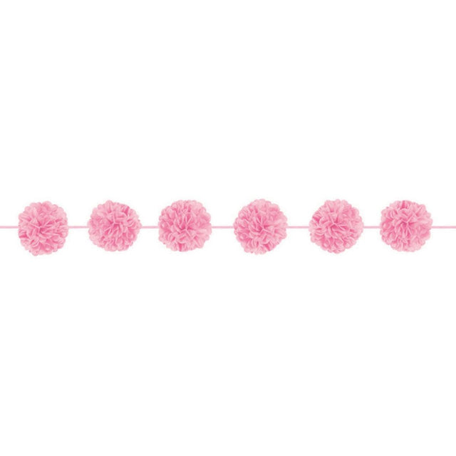 2 Pack Fluffy Paper Garland 12ft - Pink