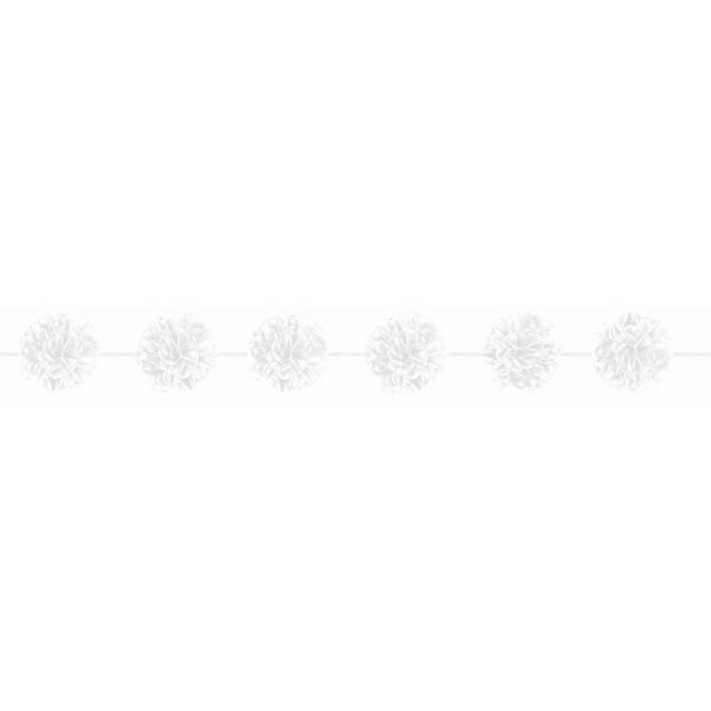 2 Pack Fluffy Paper Hanging Garland 12ft - White