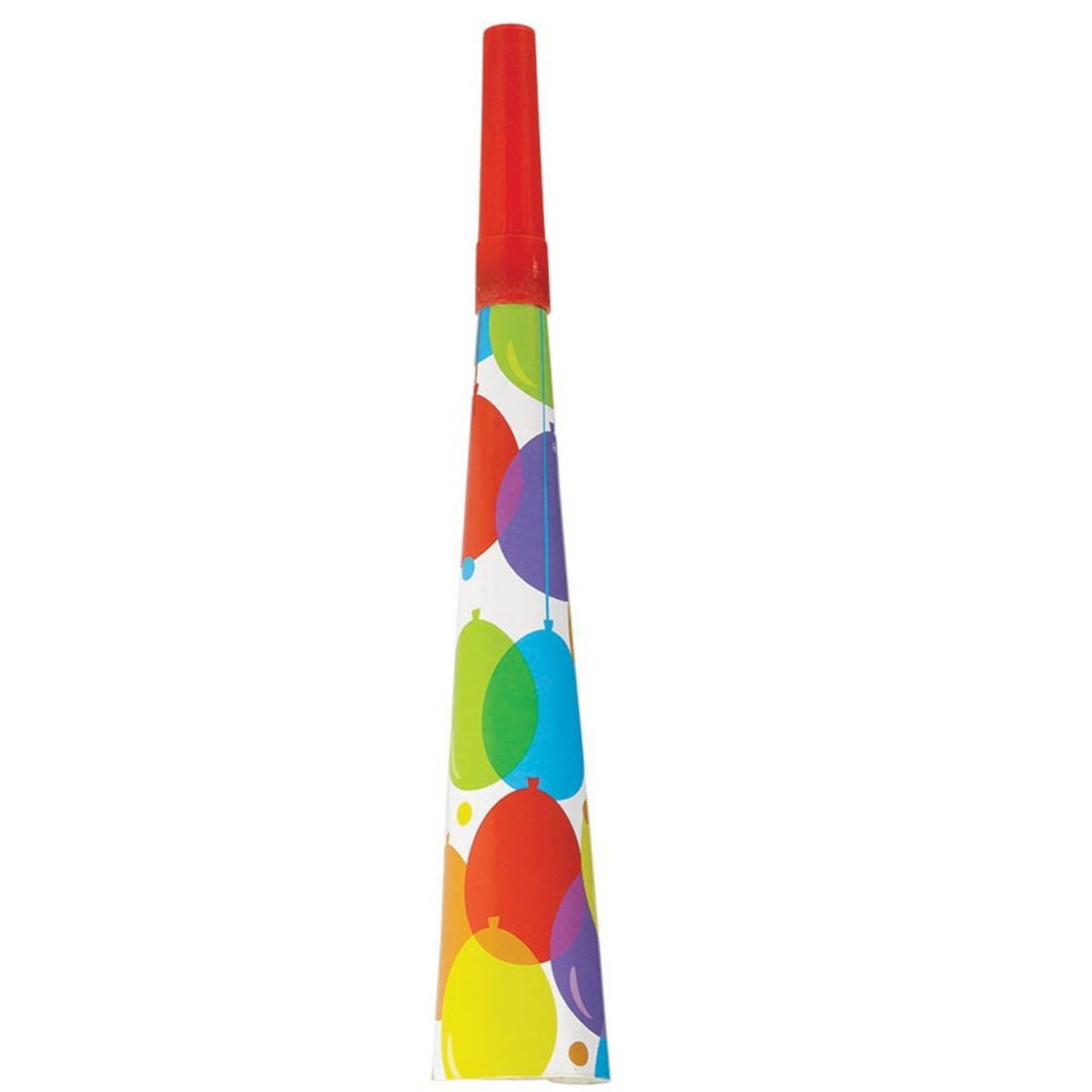 24 Pack Balloon Print Party Horns - Multicoloured