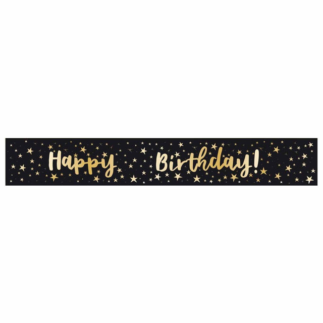 Customisable Add-An-Age Happy Birthday Foil Banner 1.8m - Black and Gold