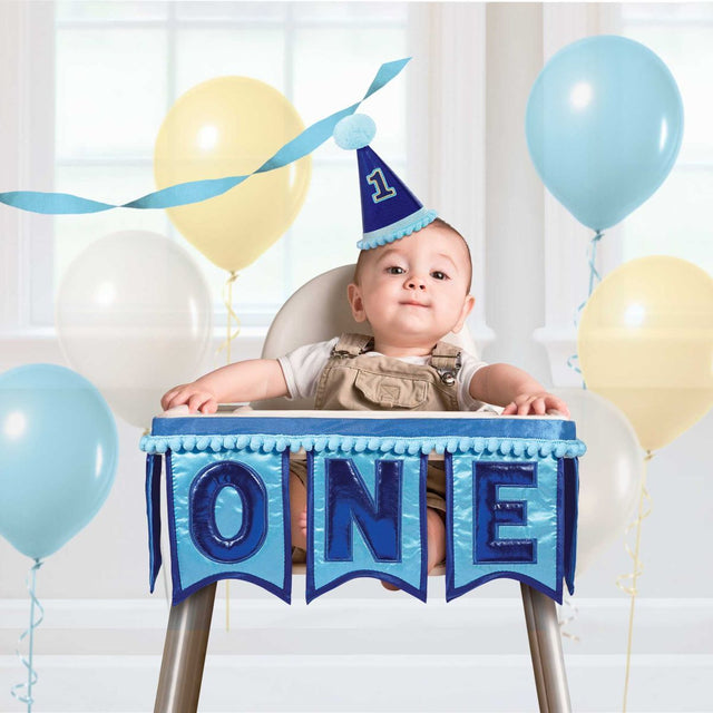 1st Birthday Boy Deluxe High Chair Decoration - Blue