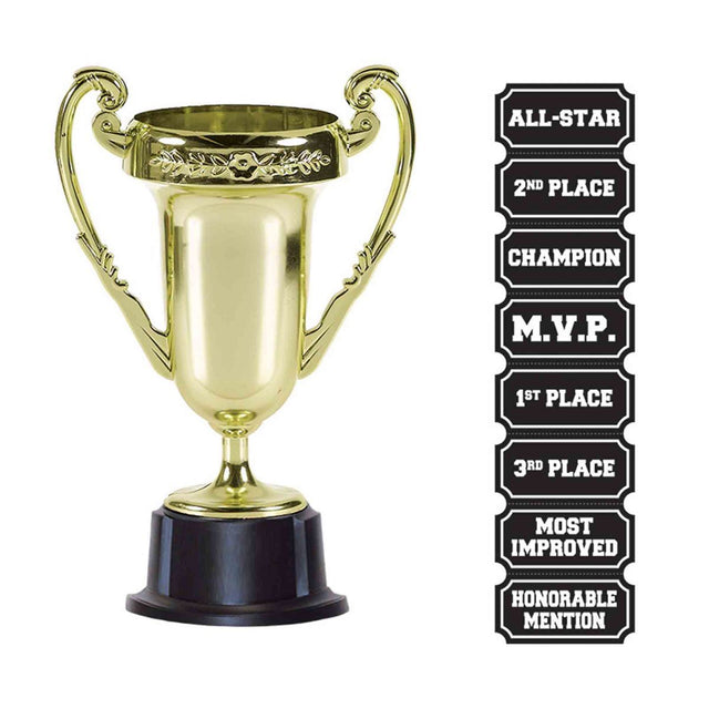 Customisable Mini Gold Trophy with Adhesive Label Sheet