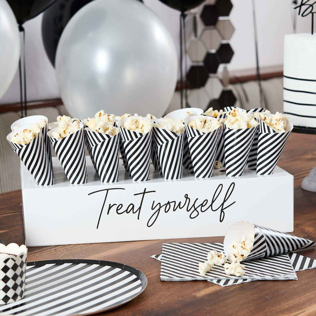 45 Piece Monochrome Treat Yourself Box Stand and Treat Cones